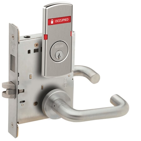 Schlage L Series Mortise Lock, Corridor Lock, 03 Lever, A Rose, 6-Pin Full Face Mortise Cylinder, VACANT/OCC L9456P 03A 626 L283-722